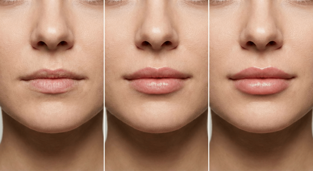 Evolución del aumento de labios con ácido hialurónico en varias fases